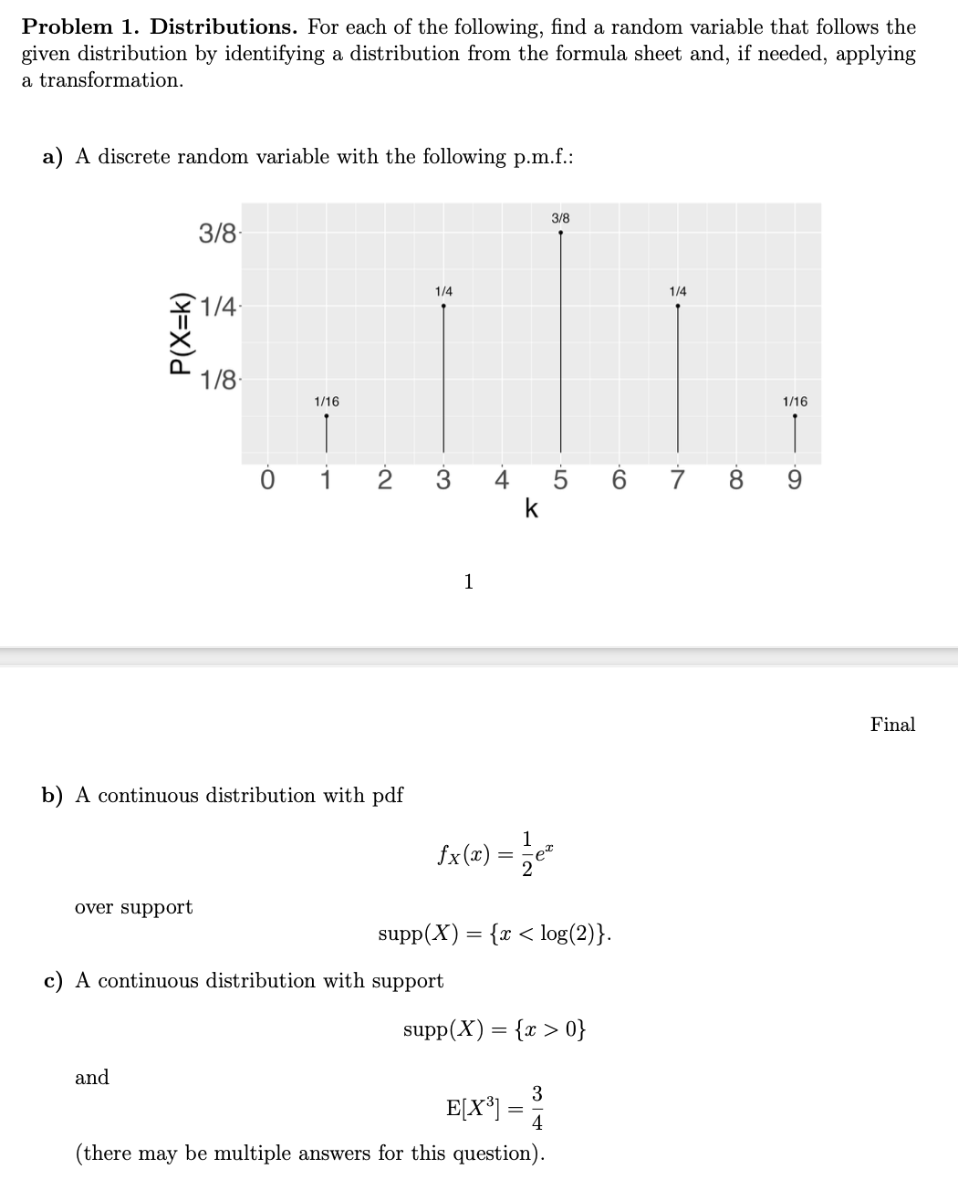 Solved Problem 1. ﻿Distributions. For Each Of The Following, | Chegg.com