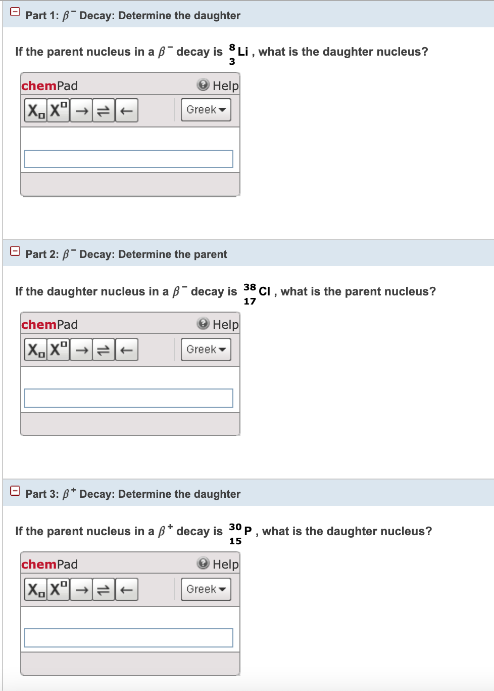 Solved Part 1: BºDecay: Determine the daughter If the parent | Chegg.com