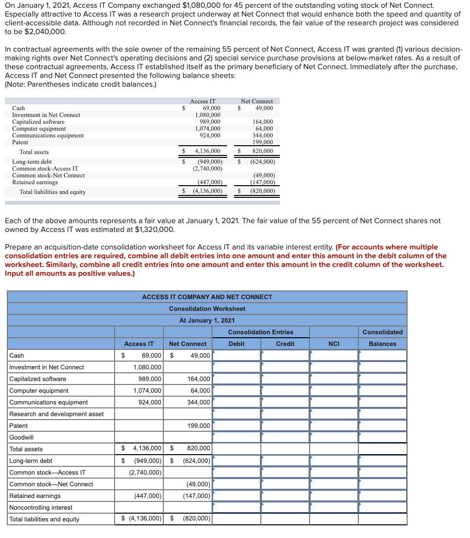 Solved On January 1, 2021, Access IT Company exchanged Solved On January 1, 2021, Access IT Company exchanged