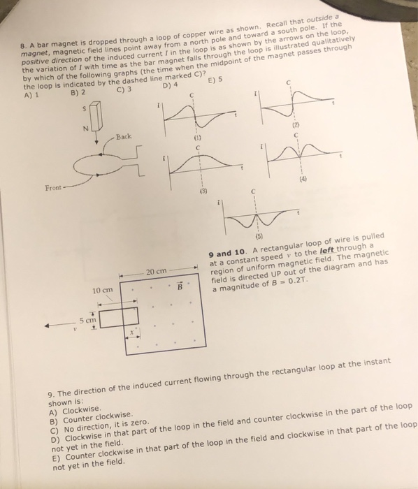 Solved 8. A bar is dropped through a loop of copper
