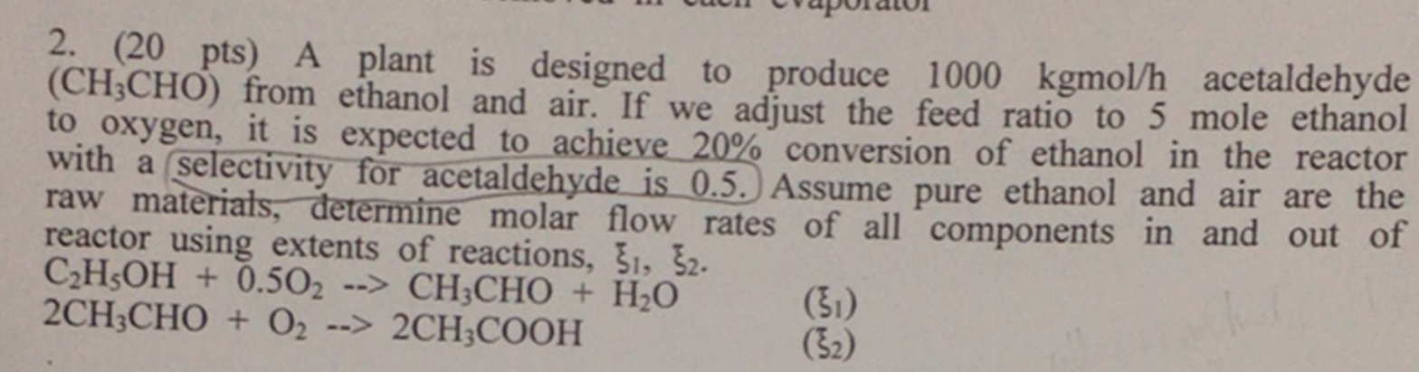 Solved 2. (20 Pts) A Plant Is Designed To Produce 1000 | Chegg.com