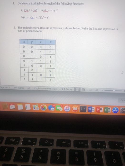 Solved 1. Construct a truth table for each of the following | Chegg.com