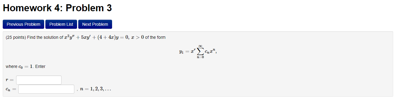Solved Homework 4: Problem 3 Previous Problem Problem List | Chegg.com