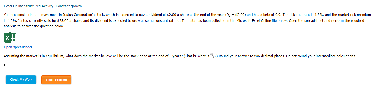 Solved This is the excel file given to solve the problem. | Chegg.com