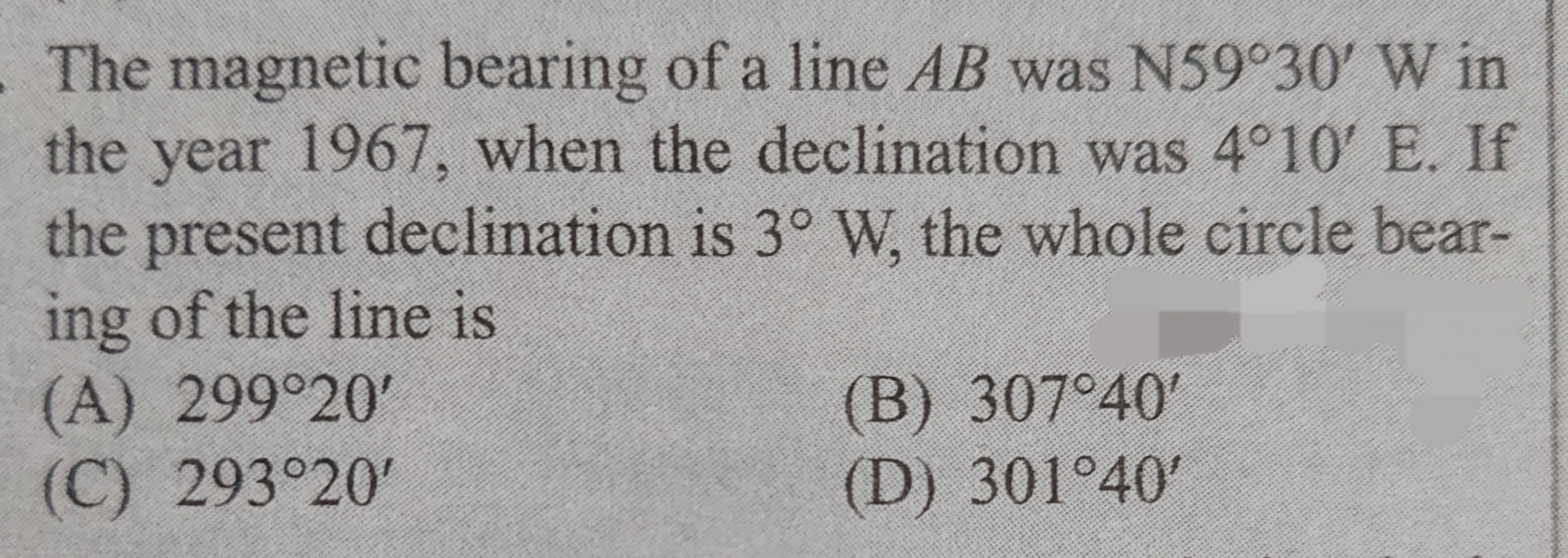 Solved The bearing of a line AB was N59∘30′W in the