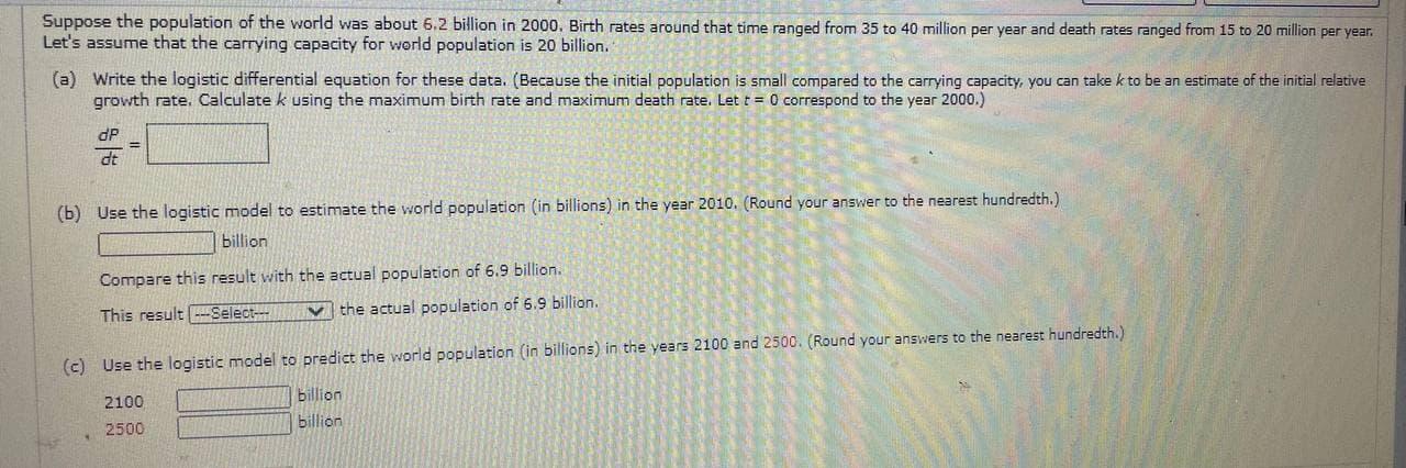Solved Suppose the population of the world was about 6.2 | Chegg.com