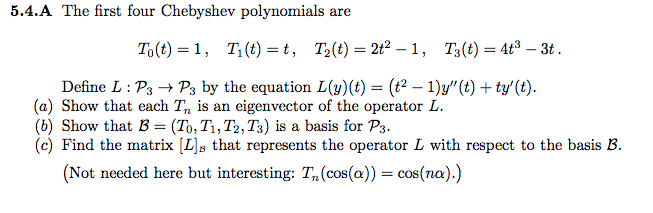 Solved 5 4 A The First Four Chebyshev Polynomials Are Define