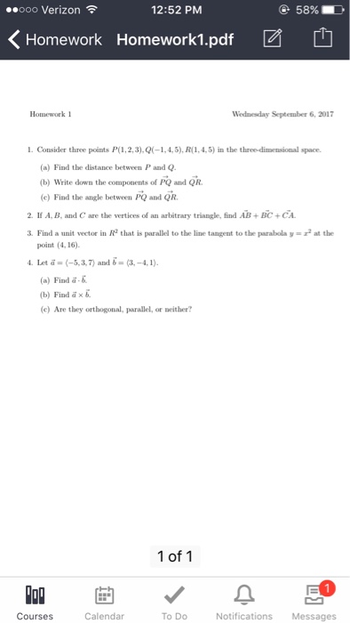 Solved Consider Three Points P(1, 2, 3), Q(-1, 4, 5), R(1, | Chegg.com