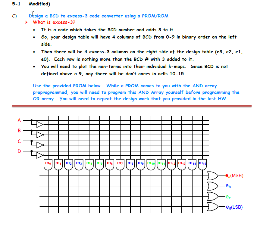 Solved 5-1 C) Modified) design a BCD to excess-3 code | Chegg.com
