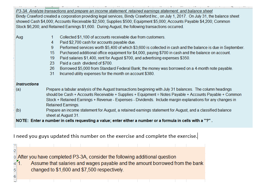 Solved P3-3A Analyze transactions and prepare an income | Chegg.com