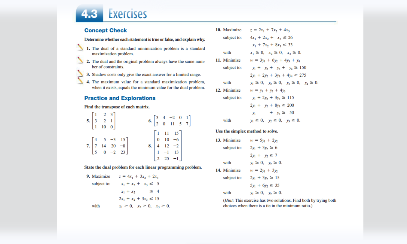 Solved 4.3 Exercises Concept Check Determine whether each | Chegg.com