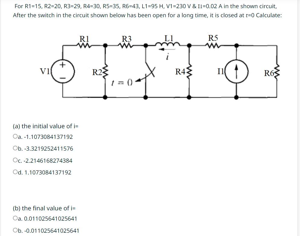 Solved The switch in the circuit shown below moved from | Chegg.com