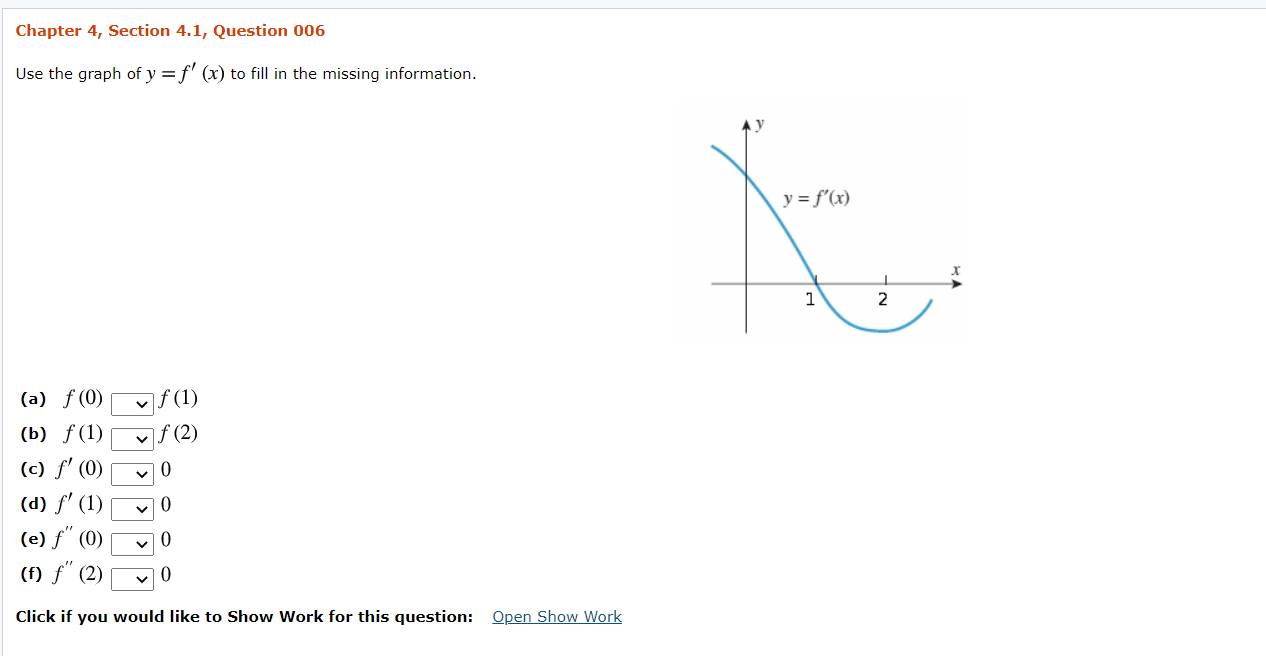 Solved Chapter 4, Section 4.1, Question 006 Use the graph of | Chegg.com