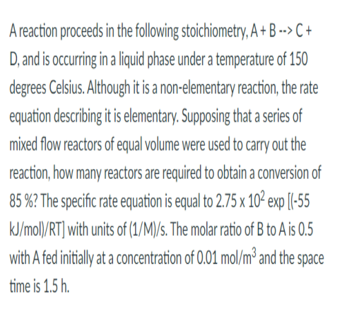 Solved A reaction proceeds in the following stoichiometry, | Chegg.com