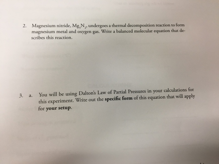 Solved 2. Magnesium nitride, Mg,N, undergoes a thermal