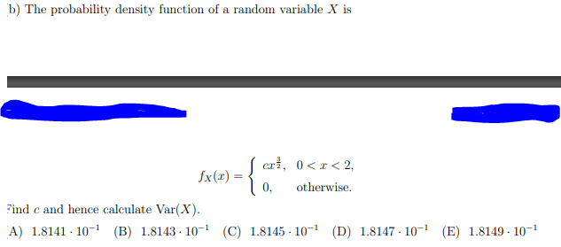 Solved b) The probability density function of a random | Chegg.com
