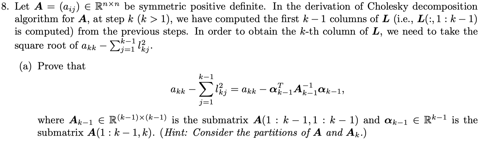 Solved Let A=(aij)∈Rn×n be symmetric positive definite. In | Chegg.com