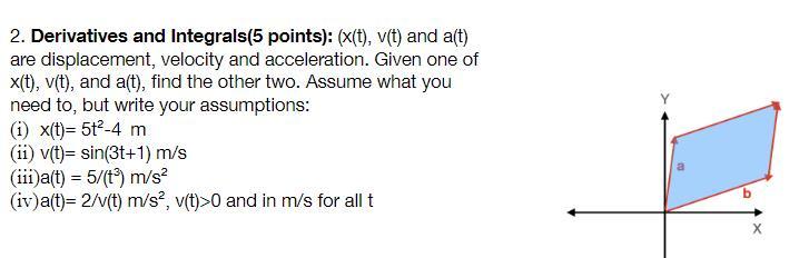 Solved 2. Derivatives and Integrals( 5 points): (x(t),v(t) | Chegg.com