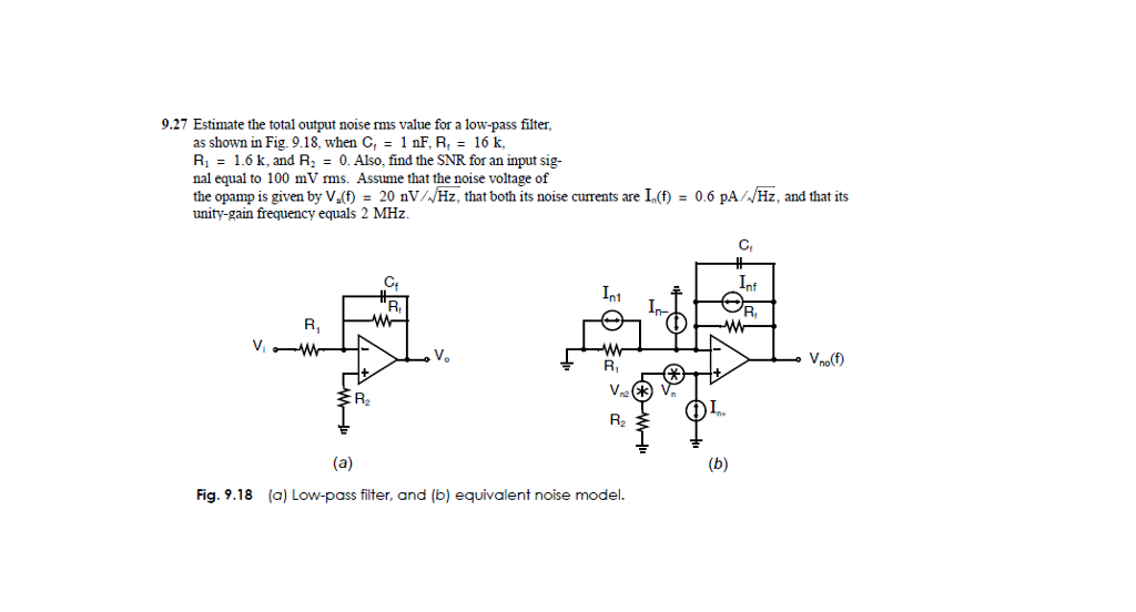 Output Rms Noise Solved 9.27 Estimate the total output noise rms value for a | Chegg.com