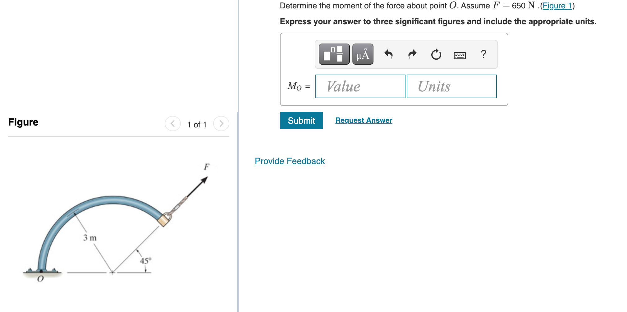 Solved Determine the moment of the force about point O. | Chegg.com