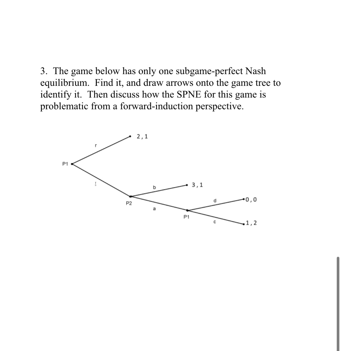 Solved 3. The Game Below Has Only One Subgame-perfect Nash | Chegg.com