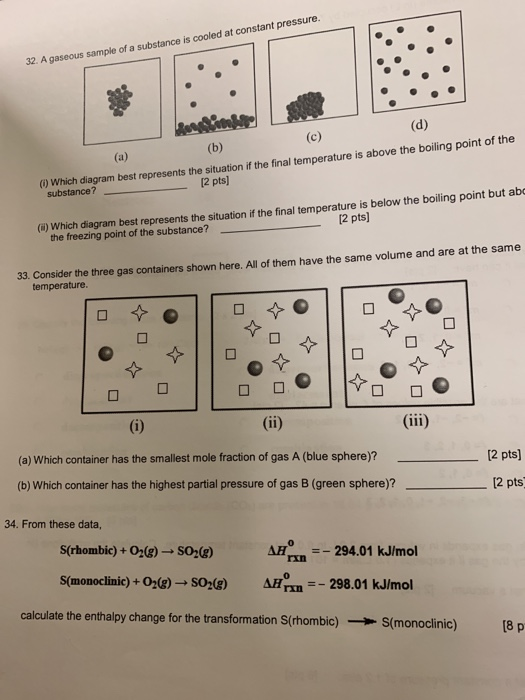 Solved 32. A gaseous sample of a substance is cooled at | Chegg.com