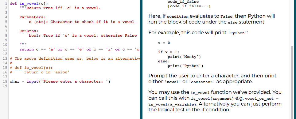 Solved 1 def is_vowel(c): "Return True iff 'c' is a vowel. | Chegg.com