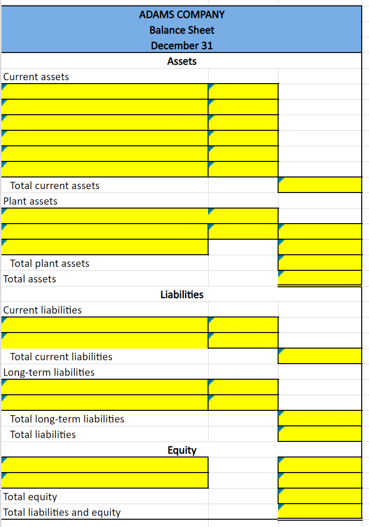 Solved Adams Company Reports The Following Balance Sheet 5686