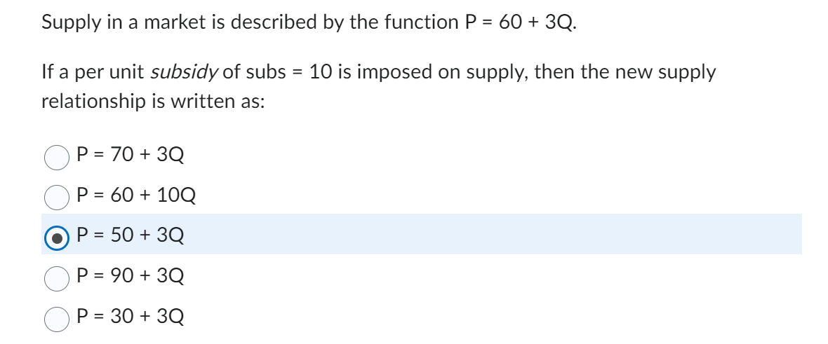 Solved Supply In A Market Is Described By The Function | Chegg.com