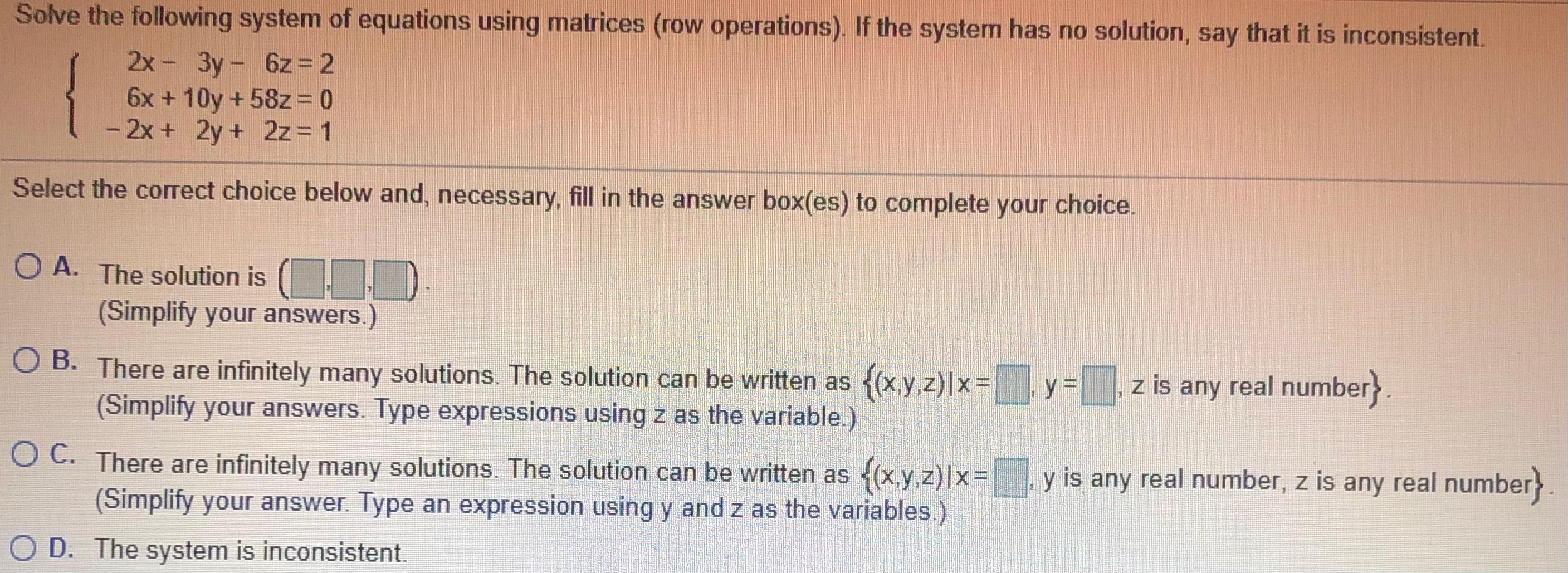 Solved Solve the following system of equations using Chegg