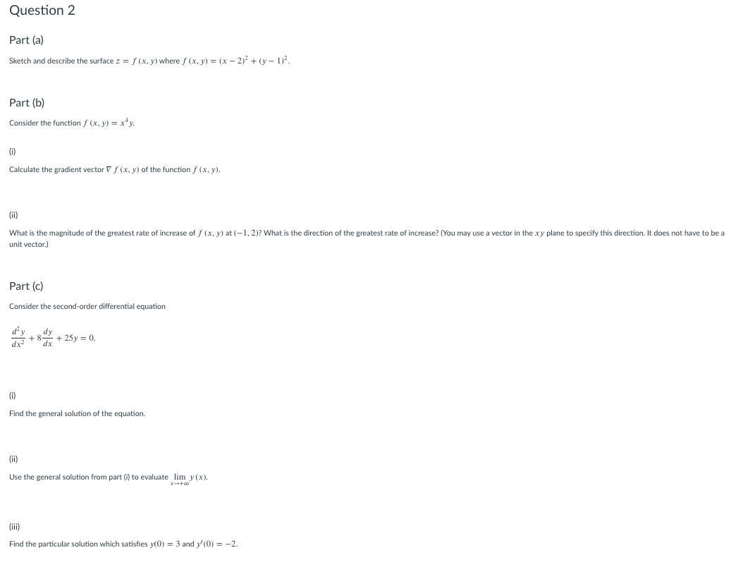 Solved Question 2 Part(a) Sketch and describe the surface z | Chegg.com