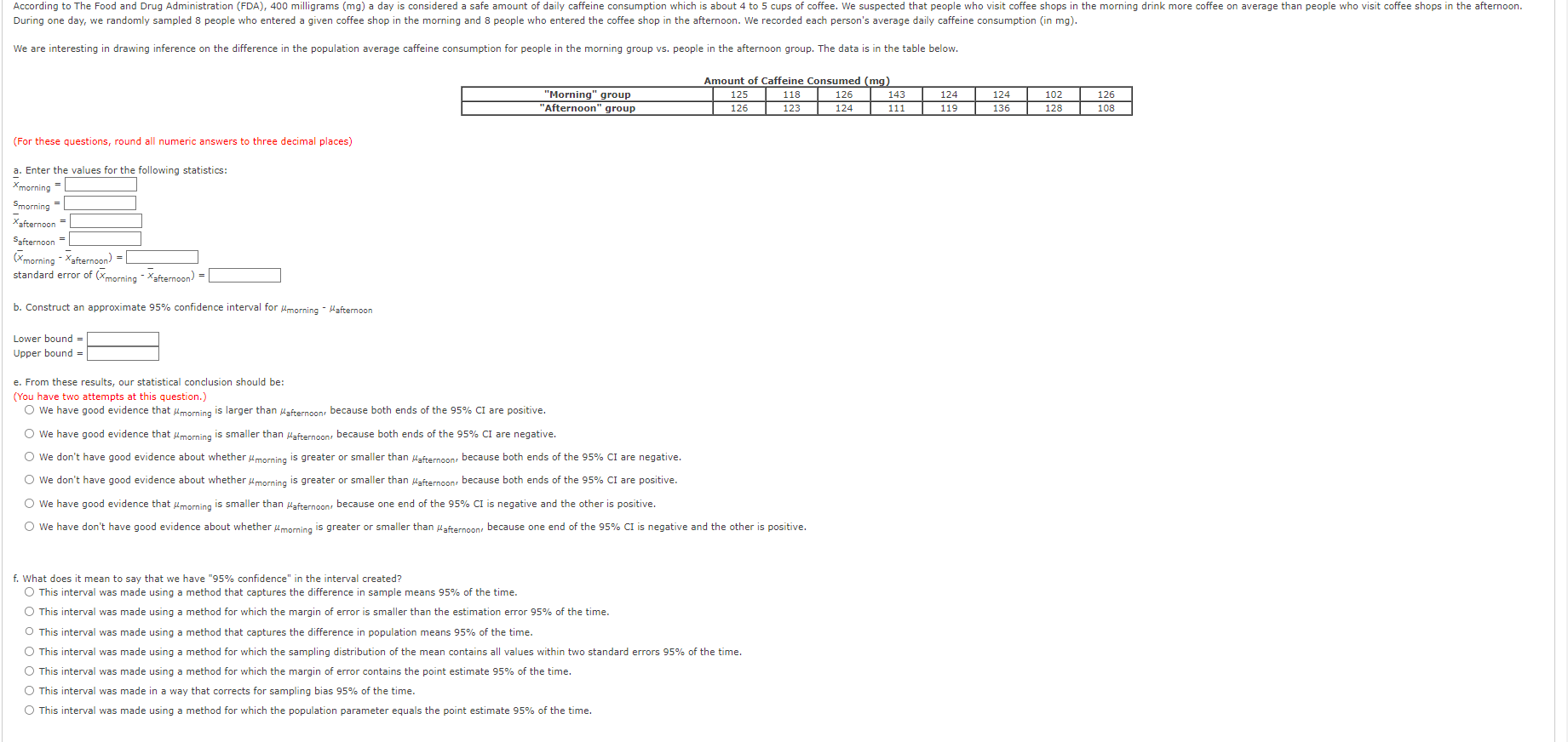 Solved e. From these results, our statistical conclusion