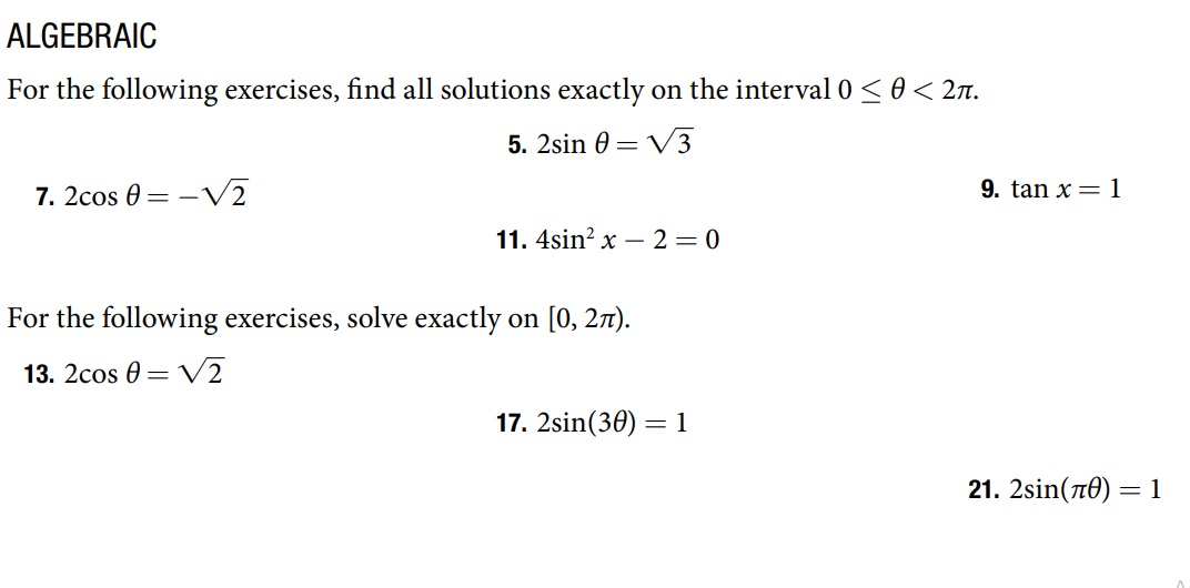 Solved ALGEBRAIC For the following exercises, find all | Chegg.com