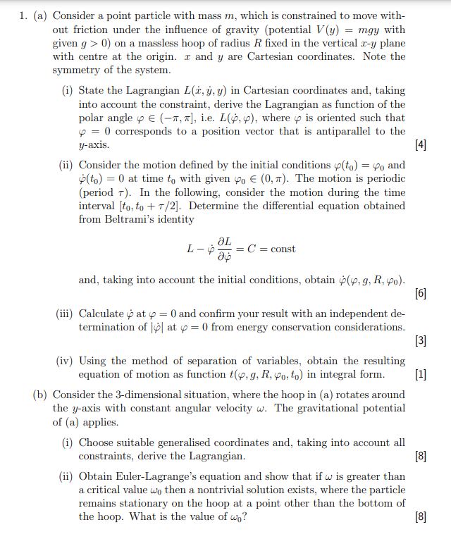 Solved Consider A Point Particle With Mass M, Which Is | Chegg.com