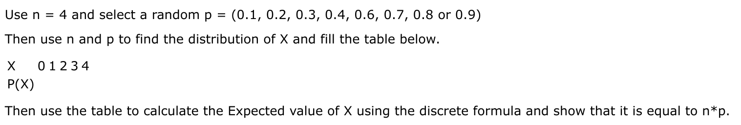 Solved Use n=4 and select a random | Chegg.com