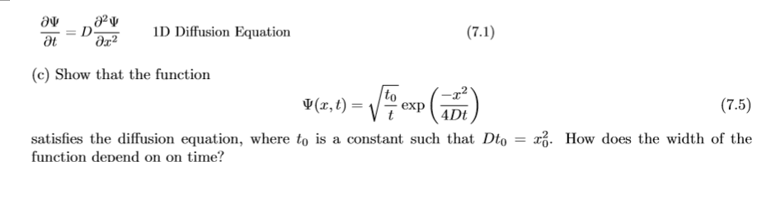 Solved ー= Dara 1D Diffusion Equation (c) Show That The F...