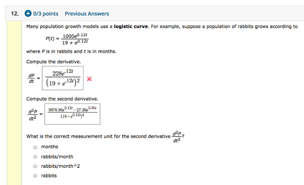 Solved 0/3 points 12. Previous Answers Many population | Chegg.com