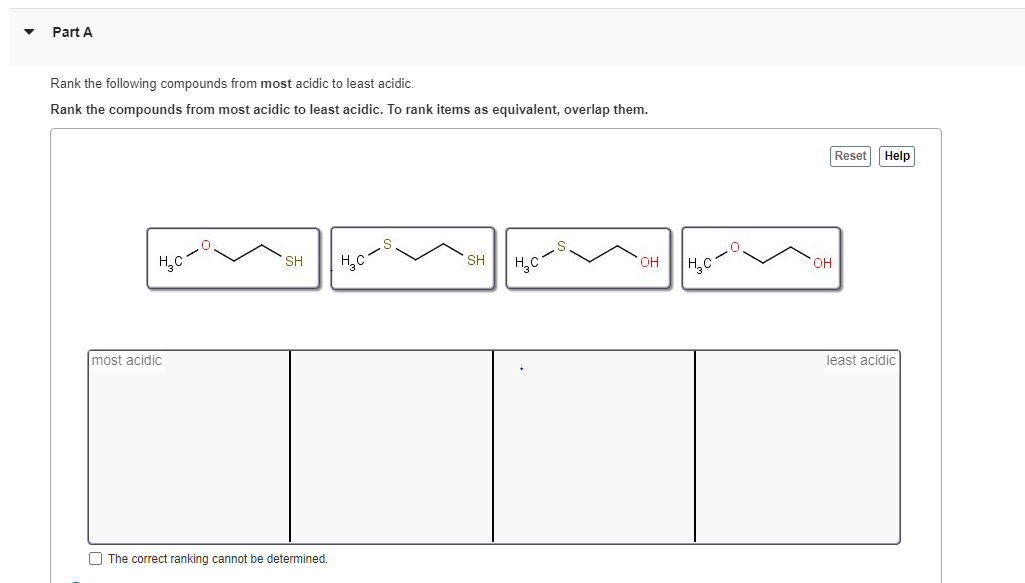 Solved Rank the following compounds from most acidic to