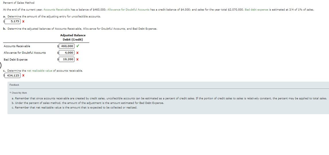 a. Determine the amount of the adjusting entry for uncollectible accounts.
\[
x
\]
b. Determine the adjusted balances of Acco