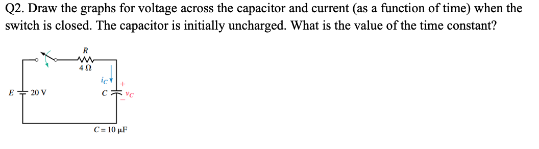 Solved Q2. Draw the graphs for voltage across the capacitor | Chegg.com
