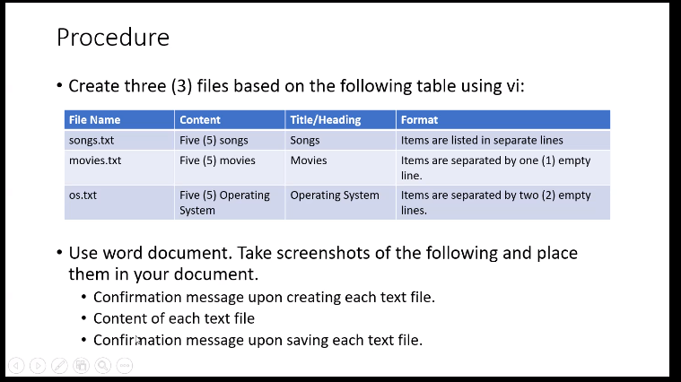 Solved Procedure • Create three (3) files based on the | Chegg.com