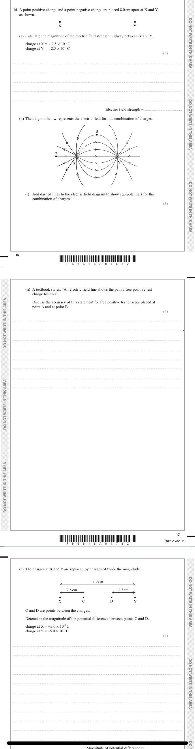 Solved 16 A point positive charge and a point negative | Chegg.com