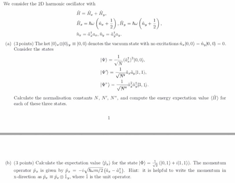 We Consider The 2d Harmonic Oscillator With H H Chegg Com