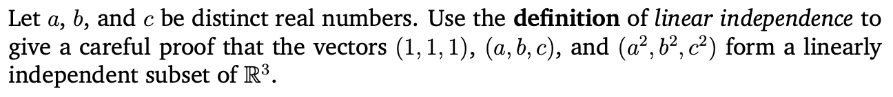 Solved Let a, b, and c be distinct real numbers. Use the | Chegg.com ...