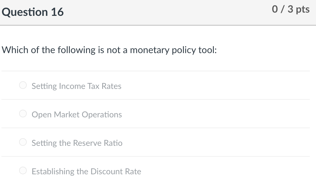 Solved Which of the following is not a monetary policy tool: | Chegg.com