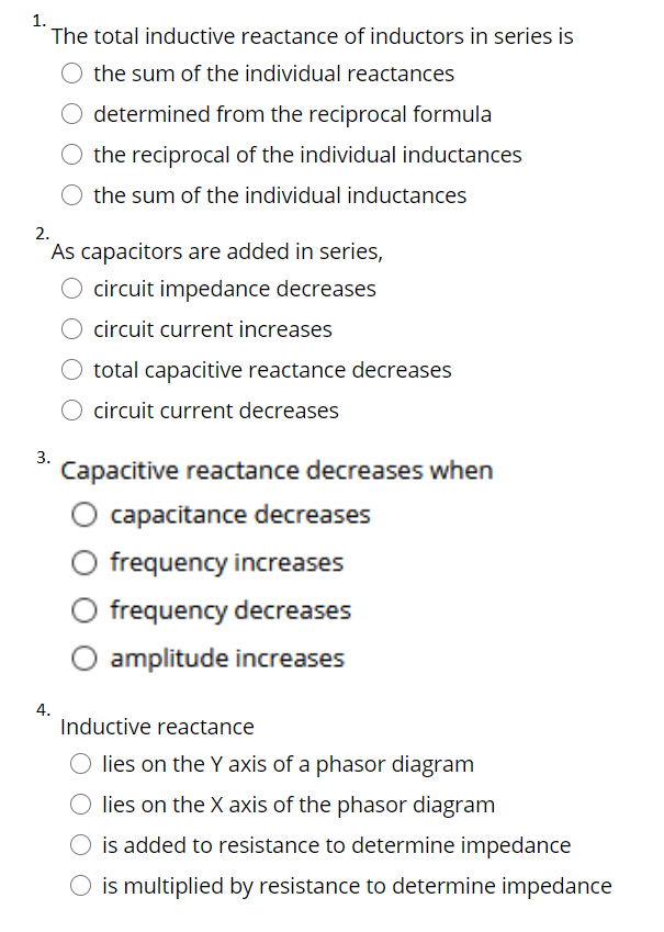Solved 1. The total inductive reactance of inductors in | Chegg.com