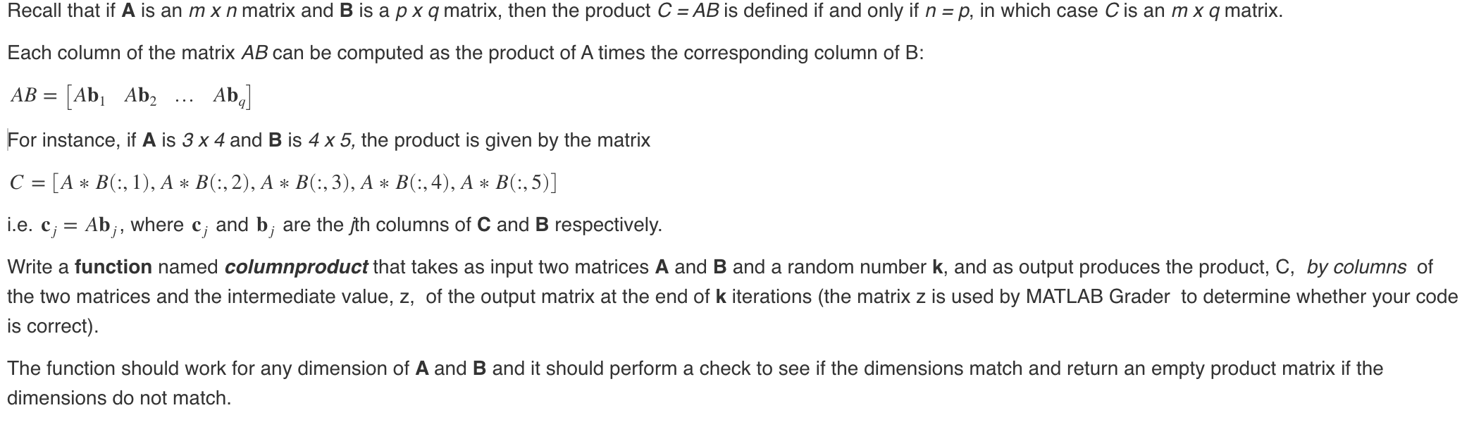 Solved Recall that if A is an m x n matrix and B is a pxq | Chegg.com