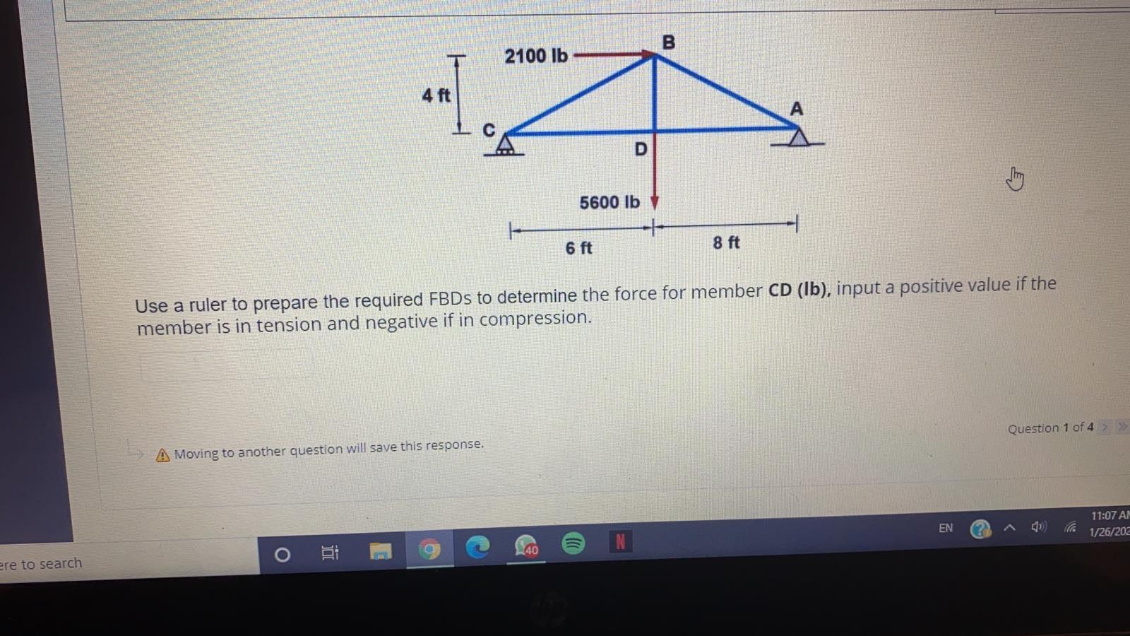 Solved B 2100 lb 4 ft 5600 lb E- 6 ft 8 ft Use a ruler to | Chegg.com