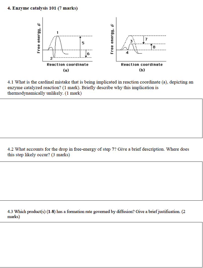 Solved 4. Enzyme catalysis 101 (7 marks) 5 18 Reaction | Chegg.com