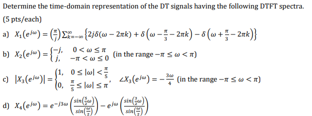 Solved Determine The Time-domain Representation Of The Dt 